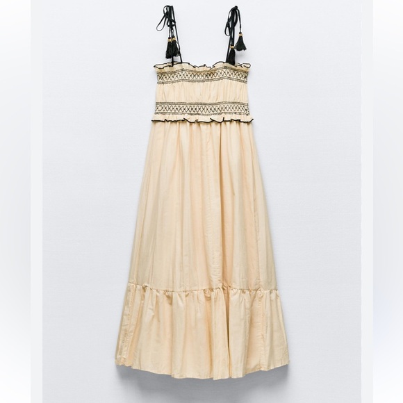 The Good Journey Mara Spaghetti Strap Folk Dress NET Sz L - Picture 4 of 13